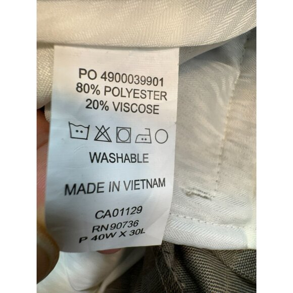 Calvin Klein Mens Dress Pants Size 40Wx30L Taupe Flat Front Formal Straight Leg - Picture 3 of 13